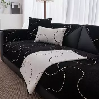 Универсальный чехол для дивана из синели Four Seasons, однотонный полосатый диванный коврик для гостиной, нескользящая L-образная подушка для дивана 70x70