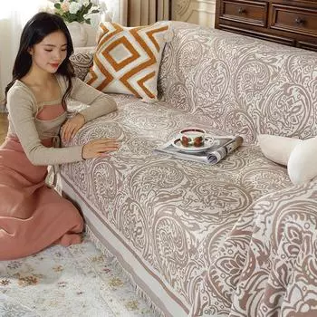 Универсальный чехол для дивана с защитой от кошачьих царапин, четырехсезонная универсальная подушка из синели, простой чехол для дивана, нескользящий чехол, тканевая подушка для сиденья 180*130cm