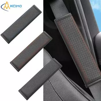 Универсальный чехол для ремня безопасности из тисненой искусственной кожи, дышащая защита, накладка на ремень безопасности, аксессуары для салона автомобиля чёрный