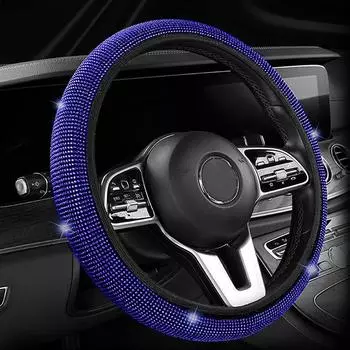 Универсальный чехол для рулевого колеса автомобиля со стразами и бриллиантами из искусственной кожи, автомобильные аксессуары, автомобильный стиль