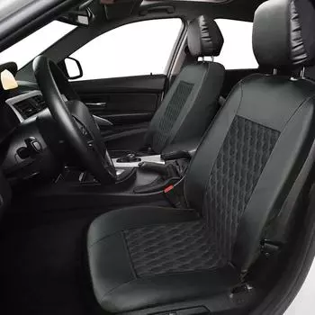 Универсальный чехол для сиденья автомобиля из искусственной кожи для пятиместных моделей - лидер продаж за рубежом 4-piece set чёрный