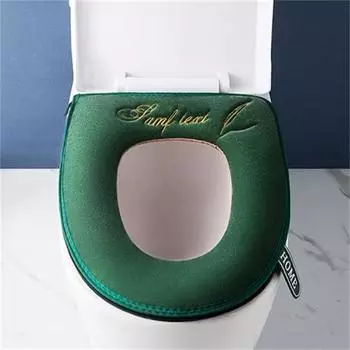 Универсальный чехол для сиденья унитаза, зимний, теплый, мягкий, коврик для унитаза, для ванной комнаты, съемный, с застежкой-молнией и откидной ручкой, водонепроницаемый, для дома