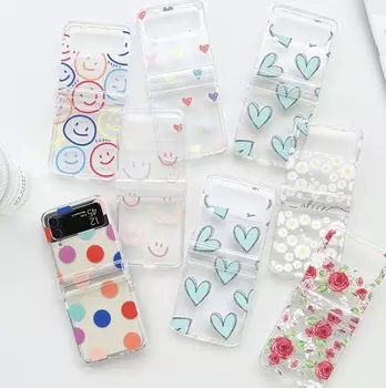 Универсальный чехол для телефона с милым смайликом и любовью из мультфильма для Samsung Galaxy Z Flip3 Flip4 Flip 3 4 5g Ins PC Hard Shell противоударный чехол For Samsung Flip 3