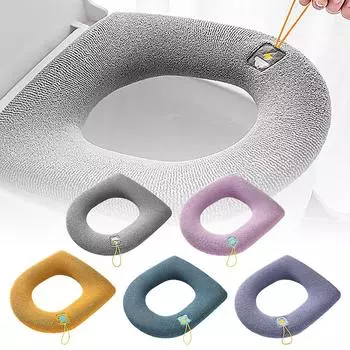 Универсальный чехол для унитаза, подушка для сиденья унитаза Four Seasons, утолщенный чехол для унитаза, вязаный стиль, моющийся коврик для унитаза, аксессуары для ванной комнаты серый