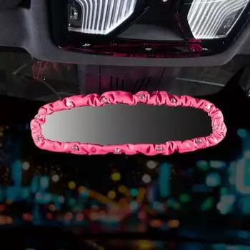 Универсальный чехол для зеркала заднего вида автомобиля, эластичная кожа, хрустальное украшение для зеркала заднего вида, аксессуары для салона автомобиля красный