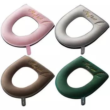 Универсальный чехол на сиденье для унитаза, зимний теплый мягкий коврик для унитаза, моющийся для ванной комнаты, съемная молния с откидной ручкой, водостойкий бытовой коврик зелёный