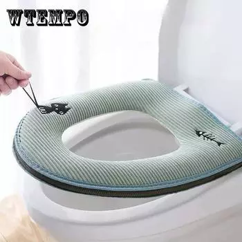 Универсальный чехол на сиденье унитаза, подушка для ванной комнаты, коврик для унитаза, коврик для унитаза, зимние утолщенные теплые моющиеся мультяшные милые чехлы на сиденья унитаза с ручкой zipper closure розовый