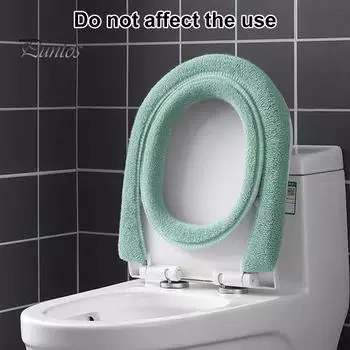 Универсальный чехол на сиденье унитаза с ручкой, мягкий, теплый, однотонный, удобный U-образный чехол на сиденье для унитаза, аксессуары для унитаза для ванной комнаты розовый