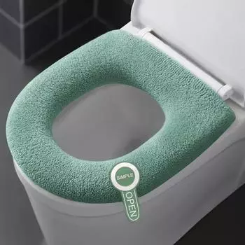 Универсальный чехол на сиденье унитаза с ручкой, мягкий, теплый, однотонный, удобный U-образный чехол на сиденье для унитаза, аксессуары для унитаза для ванной комнаты серый