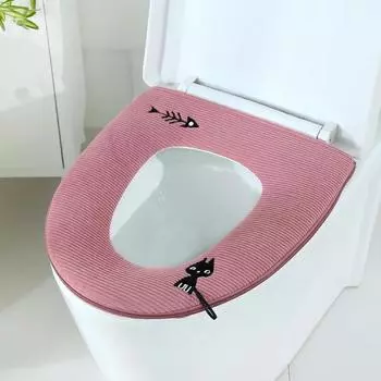 Универсальный чехол на сиденье унитаза, зимнее теплое мягкое сиденье для унитаза, моющаяся съемная молния