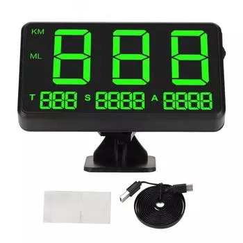 Универсальный черный 4,5-дюймовый автомобильный HUD-дисплей с 2 сигнализациями, USB-источником питания, многофункциональным GPS-датчиком HUD для