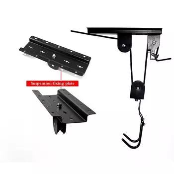 Универсальный черный потолочный подъемник для велосипедов, нагрузка 40 кг, с крюком, подъемник для велосипедов, гаражная вешалка для хранения велосипедов, монтируемая стойка для шкивов CHINA