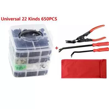 Универсальный четырехслойный 650 шт. крепежная пряжка + 3 шт. набор плоскогубцев для автомобильных зажимов и съемник крепежа Основной комбо Набор инструментов для снятия и ремонта
