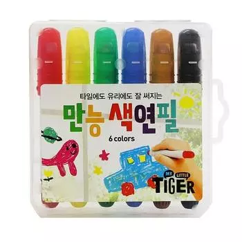 Универсальный цветной карандаш My Little Tiger, 6 цветов, 1 шт., корейские игрушки