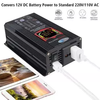 Универсальный DC 12 В до 220 В 6000 Вт автомобильный инвертор питания автомобильные аксессуары розетка с 4.2A USB автомобильный бытовой преобразователь переменного тока чёрный