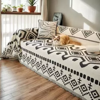 Универсальный декоративный диван-полотенце из шенилла для гостиной, защитный чехол для дивана от пыли, бохо, дышащее пылезащитное одеяло 180x90cm 1pcs оранжевый