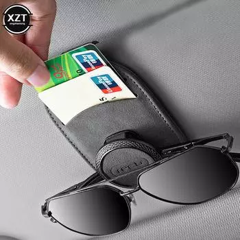 Универсальный держатель для автомобильных очков Универсальный держатель для солнцезащитного козырька Держатель для солнцезащитных очков Кожаная вешалка для очков Microsoft Крепление для очков серый