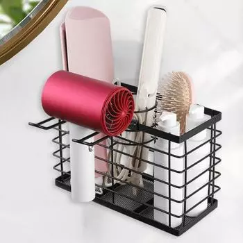 Универсальный держатель для фена Большая емкость Регулируемая высота Простая установка Настенный