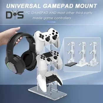 Универсальный держатель для контроллера, подставка для наушников, 3-слойная конструкция, прочная несущая подставка для контроллера для PS4/PS5/Switch чёрный