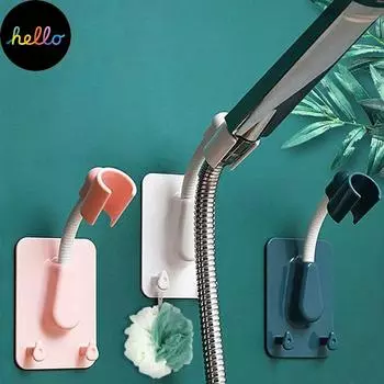 Универсальный держатель для насадки для душа Регулируемый самоклеящийся кронштейн для насадки для душа с 2 крючками розовый