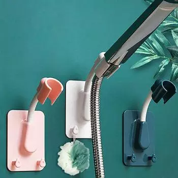 Универсальный держатель для насадки для душа Регулируемый самоклеящийся кронштейн для насадки для душа с 2 крючками белый