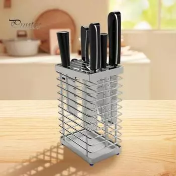 Универсальный держатель для резаков из нержавеющей стали, дренажный дизайн, вентилируемый, нескользящий, надежный кухонный органайзер для столешницы, домашнего ресторана