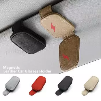 Универсальный держатель для солнцезащитного козырька, зажим для очков, автомобильный держатель для солнцезащитных очков, кожаный футляр для хранения очков, аксессуары для салона автомобиля чёрный