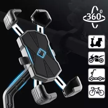 Универсальный держатель для телефона на мотоцикле с обзором 360°, держатель для телефона на велосипеде с диагональю 4,7–7,2 дюйма, подставка для телефона на электровелосипеде, противоударный кронштейн, зажим для GPS