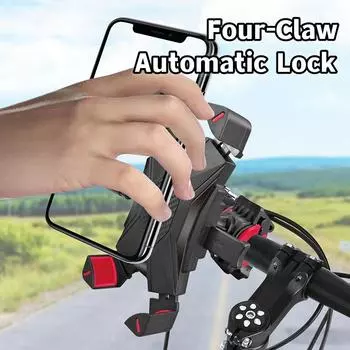 Универсальный держатель для телефона на велосипеде с обзором на 360°, держатель для велосипедного телефона для подставки для мобильного телефона 4,7-7 дюймов, противоударный кронштейн, GPS-зажим красный