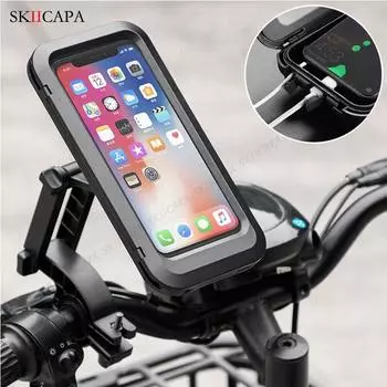 Универсальный держатель для велосипеда и мотоцикла для Samsung iPhone Xiaomi OPPO Huawei Moto Scooter Водонепроницаемый складной чехол для мобильного телефона с подставкой и поддержкой Capa Suitable for under 7 inch чёрный