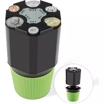 Универсальный держатель монет большой емкости для автомобильного подстаканника, держатель для мелочи, совместимый с большинством автомобилей и грузовиков чёрный