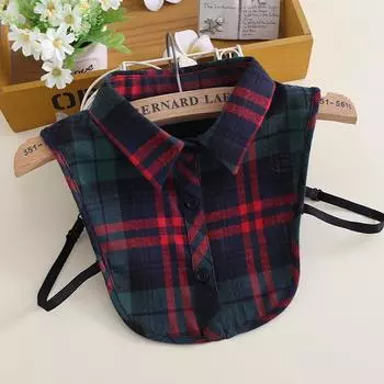 Универсальный детский фальшивый воротник, хлопковый фальшивый воротник рубашки, декоративный воротник для мальчиков и девочек, клетчатый фальшивый воротник рубашки B292