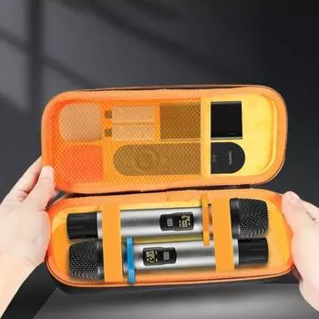 Универсальный динамик микрофон коробка молния микрофон чехол коробка для вечеринки сумка для хранения микрофона дорожная сумка Orange Lining
