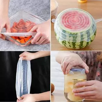 Универсальный для кухонных принадлежностей Крышка для кухонного хранения Организация многоразового использования Эластичный силиконовый чехол Крышки Пищевая утварь Домашняя микроволновая печь