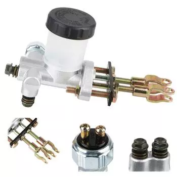 Универсальный для квадроциклов 125cc-250cc картингов ATV главный тормозной насос для квадроцикла главный цилиндр гидравлического тормоза насос ножного тормоза для тормозной жидкости DOT4 3 в 1 Silver