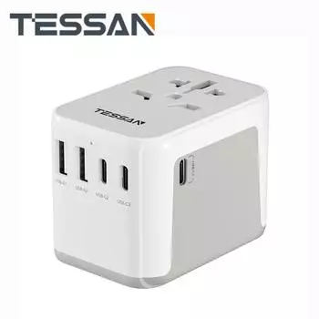 Универсальный дорожный адаптер Tessan с 2 USB и 3 USB C