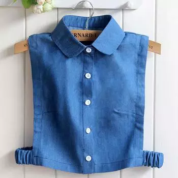 Универсальный джинсовый воротник с имитацией рубашки, хлопковый воротник-кукла с круглым вырезом, украшение на половину тела с имитацией воротника