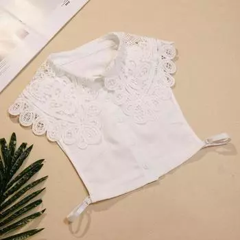 Универсальный фальшивый воротник, женский шифоновый фальшивый воротник, белый большой воротник, воротник рубашки, сезонный свитер, декоративный воротник