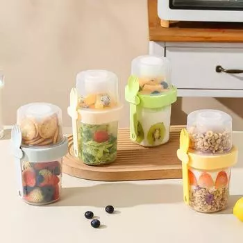 Универсальный фруктовый овсяный стаканчик Двухслойный завтрак Стаканчик для йогуртового салата Легкие блюда серый