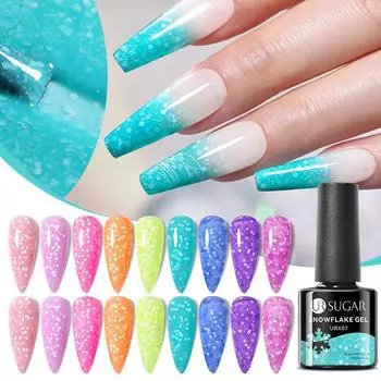 Универсальный гель-снежинка, популярный дизайн ногтей осенью и зимой, рождественский гель-снежинка с блестками