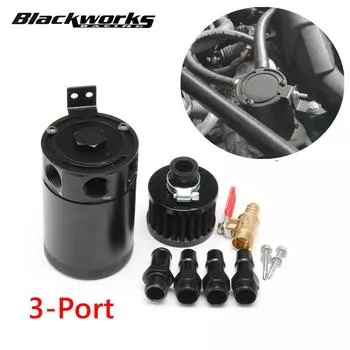 Универсальный гоночный маслоуловитель с перегородками, резервуар с 2/3 отверстиями, с дренажным клапаном, комплект фильтров для цилиндра сапуна, алюминий