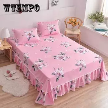 Универсальный хлопковый наматрасник на четыре сезона, утолщенный кружевной матрас с принтом принцессы, пылезащитный чехол 150x200cm