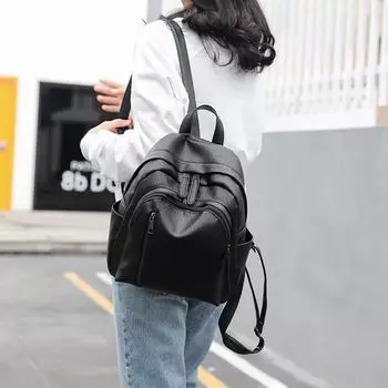 Универсальный и модный рюкзак для выхода в свет, школьный рюкзак в стиле колледжа, рюкзак большой вместимости чёрный