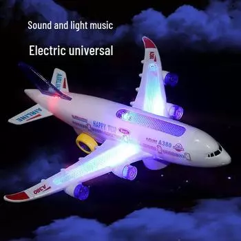 Универсальный игрушечный светящийся самолет A380 с музыкой для детей