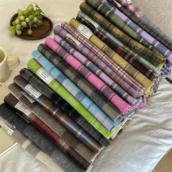 Универсальный искусственный кашемировый мягкий и липкий клетчатый шарф с кисточками для женщин, зимний роскошный новый модный утолщенный теплый платок 188*32cm