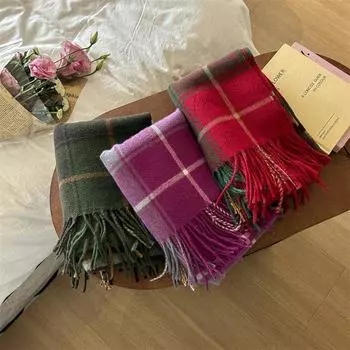 Универсальный искусственный кашемировый мягкий и липкий клетчатый шарф с кисточками для женщин, зимний роскошный новый модный утолщенный теплый платок 65*196cm