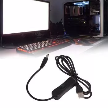 Универсальный кабель питания 5 В USB на 5,5x2,1 мм, адаптер для зарядки с переключателями для веб-камеры, маршрутизатора, внешнего аккумулятора, рекордера