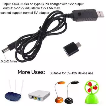 Универсальный кабель питания USB C PD Type C QC3.0 USB на 5,5x2,1 мм 5 В-12 В для маршрутизаторов и любых устройств 5 В-12 В