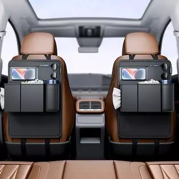 Универсальный карман для хранения вещей, многофункциональный ящик для хранения, искусственная кожа, автостайлинг, сумка-органайзер для хранения на спинке сиденья автомобиля чёрный