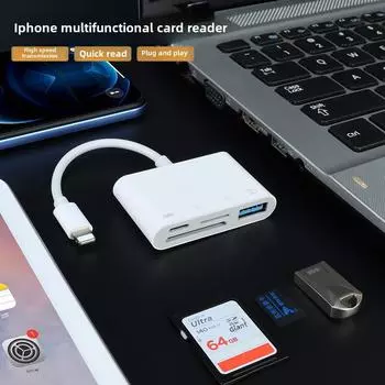 Универсальный картридер для Apple 12/13/14 Pro Max, USB-флеш-накопителей, SD, камер Canon и TF USB SD+TF+USB+Charging, bag packing